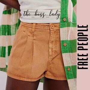 Free People shorts 6 pleated cotton green boho summer spring